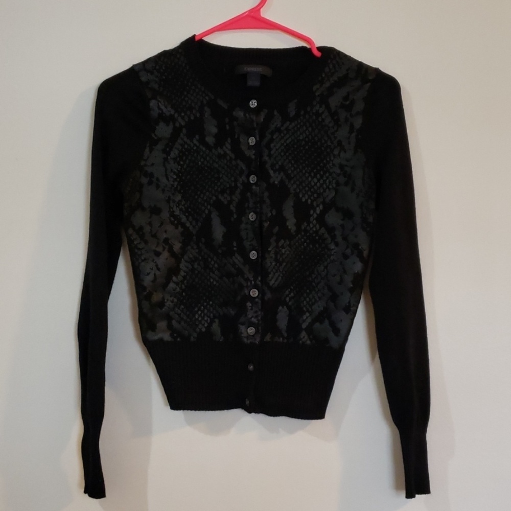 Express Black Snakeskin Print Button Up Cardigan M